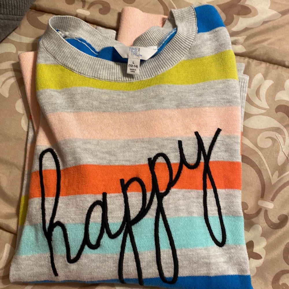 Time and Tru “Happy” Multicolored Sweater - Picture 5 of 6